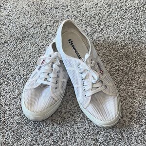 Superga Women's Classic White Mesh Sneakers